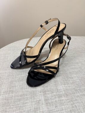 Talbots Black Patent Strappy Slingback Heels Size 8.5
